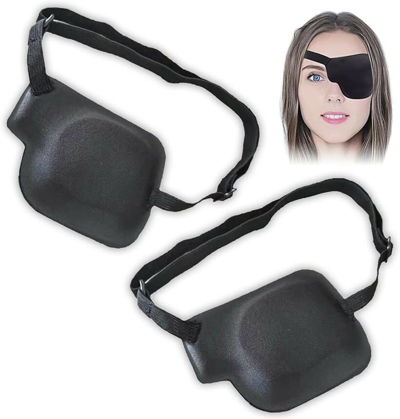 片目眼帯 2点セット 3Dアイパッチ アイマスク アイケア 左目用 2枚セット (左目用 2枚セット, ワンサイズ)