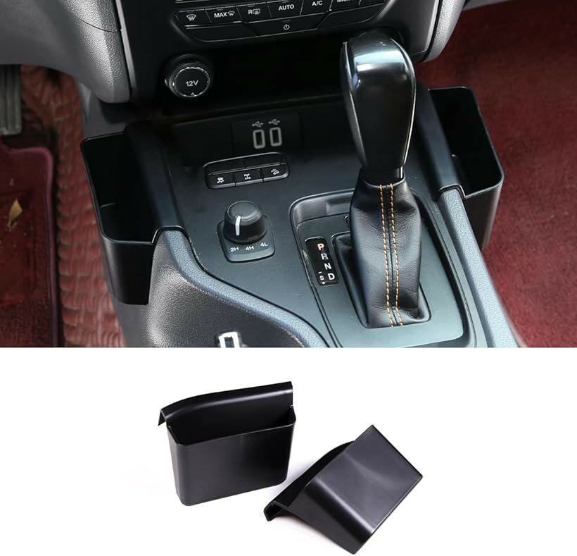 互換品Foxrd Ranger 2015-2021 ギア シフター コンソール サイド ストレージ ボックス トランスミッション ブラック 2個 (ギアサスペンション収納ボックス)