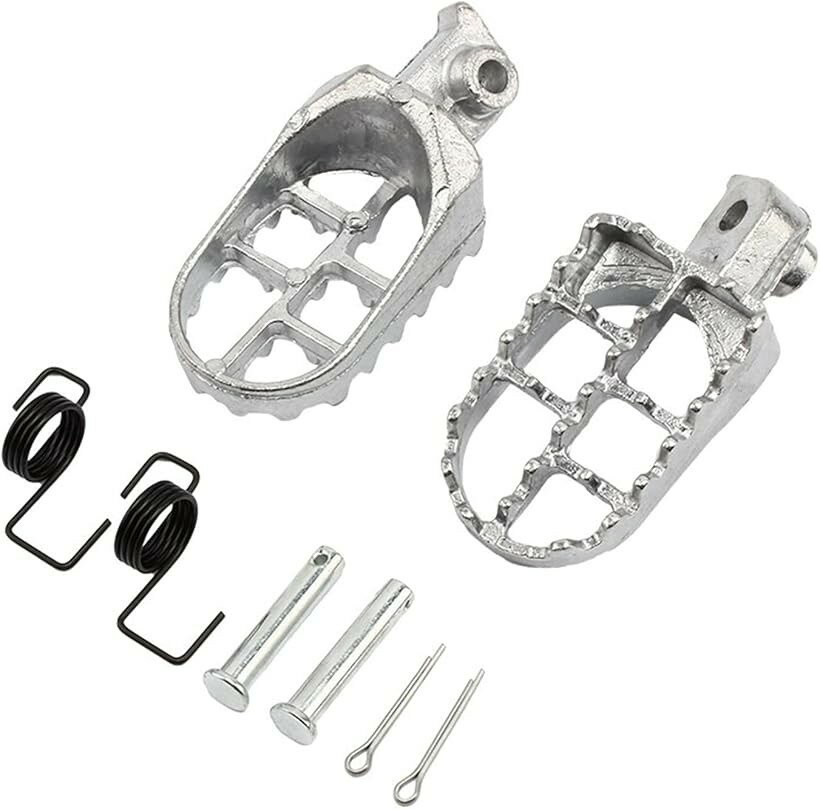 バイク ワイドフットペグ ワイドフットレスト 左右セット 社外品 汎用 シルバー (...
