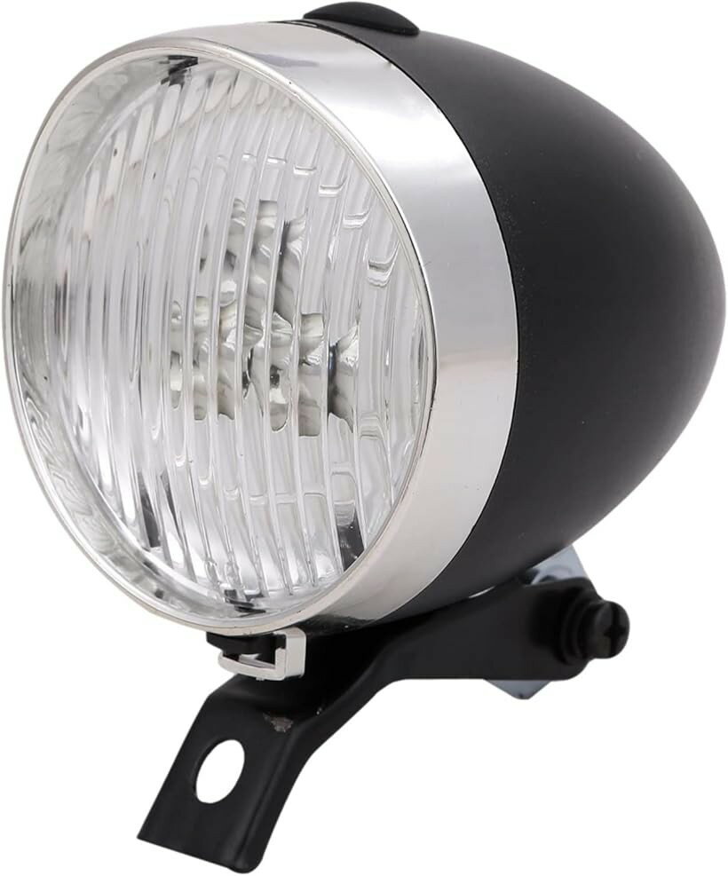自転車 ヘッド クラシック デザイン 砲弾型フロントヘッドライト LED 電池式 ブラック (ブラック)