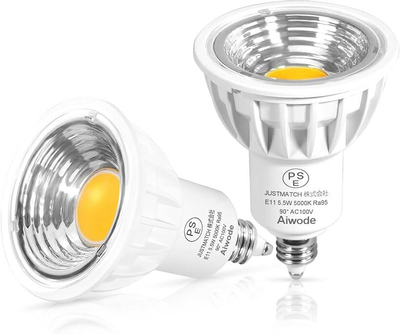 5.5W LED電球 E11口金 キッチン アウトドア オフィス レストラン PSE認証済 (昼白色5000K（2個セット）, 1)E11)
