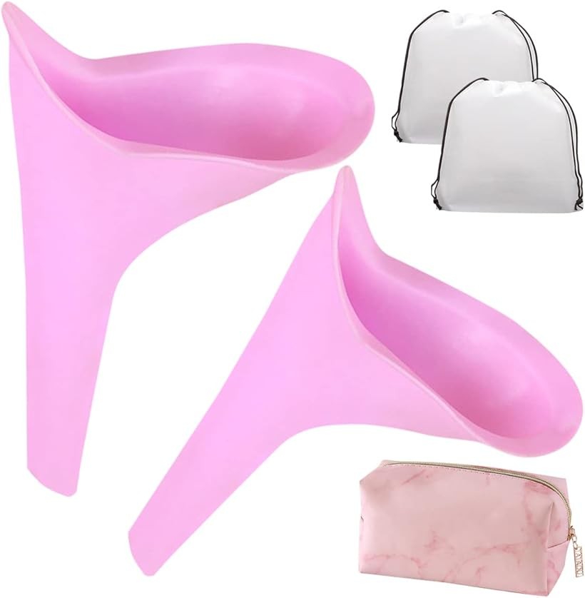 洗って何度も使える 女性用簡易トイレ ポーチ付 再利用 非常用トイレ 携帯トイレ 車 災害用 防災トイレ (桃ポーチ_ピンク2個)