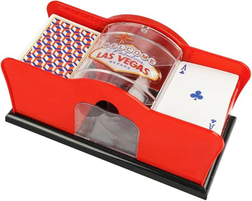 手動式カードシャッフラー トランプ ポーカーゲーム 電源不要 レッド (レッド, ワンサイズ)