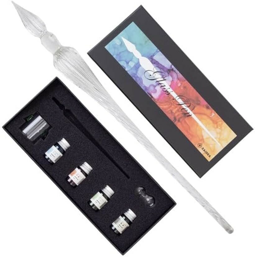 ZAIDEA ガラスペン ディップペン つけペン インク 4色 セット 国内検品 ペン置き 万年筆 (クリア) mlinestore-10185133 エムラインストア パッケージ画像