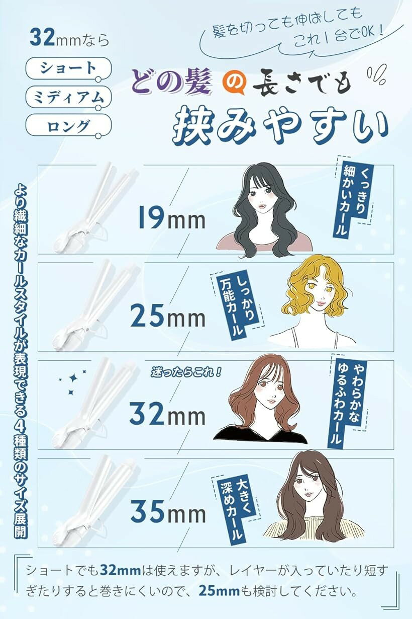 ヘアアイロン カールアイロン コテ カーリングアイロン 5段階温度調整 プロ仕様 MA...