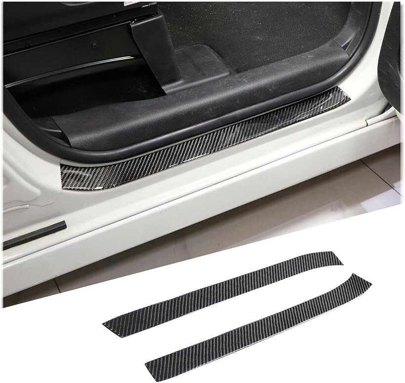 互換品 FOR Honda N-BOX 2017-2021年適用 ホンダN-BOX 2018 2019 2020 社外品 スレッショルドバーステッカー 黒-ケーボン繊維 柔らかい炭素繊維 (黒-ケーボン繊維)