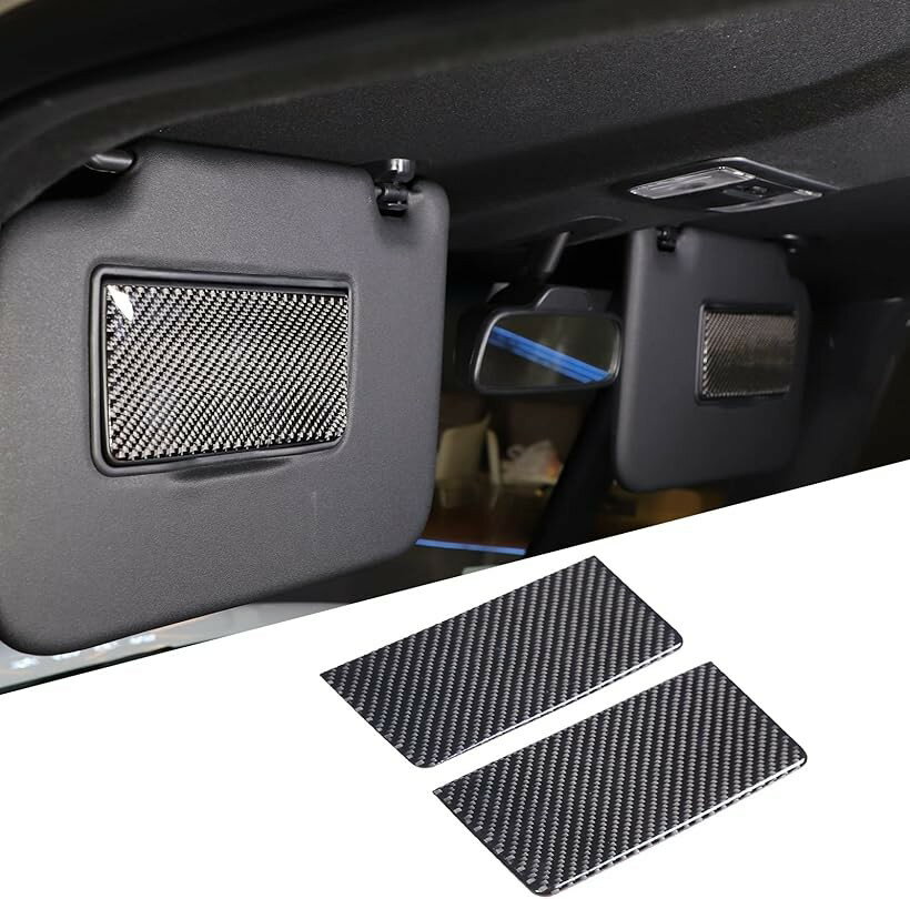 FOR Honda N-BOX 2017-2021年適用 ホンダN-BOX 2018 2019 2020 メイクアップミラープレートステッカー 黒-ケーボン繊維 柔らかい炭素繊維 (黒-ケーボン繊維)