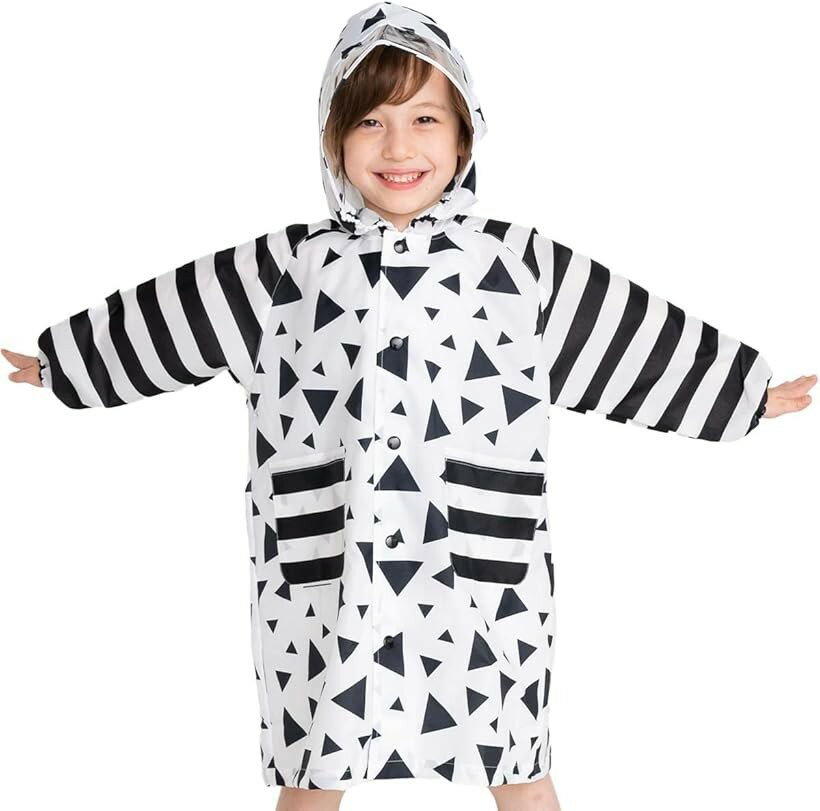 Other - レインコート キッズ 雨具 レインウエア カッパ ランドセル対応 子供 通園 通学 収納バッグ付き ホワイト・三角 110cm (ホワイト・三角, 110)