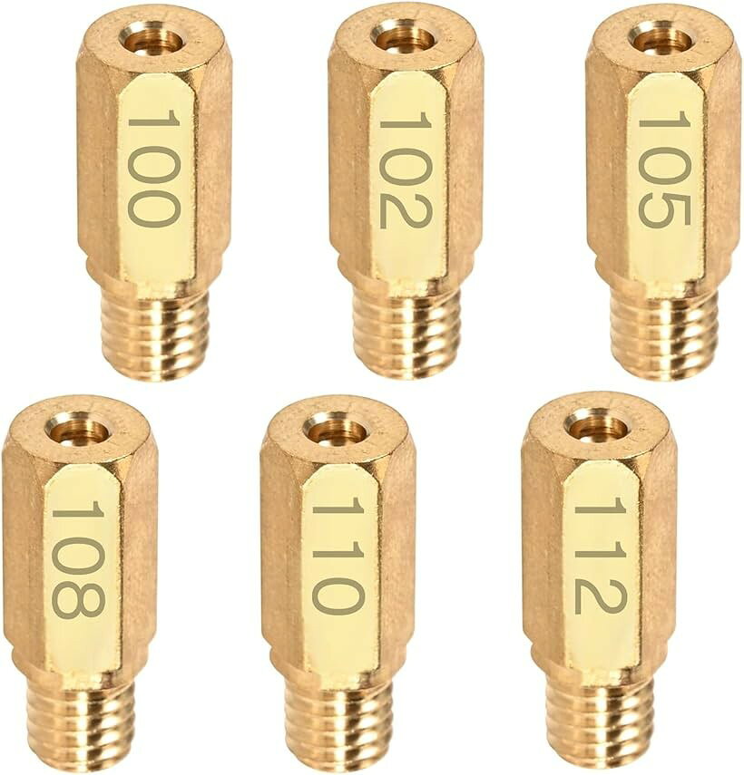 互換品メインジェット 6オーバーメインジェットセット ケイヒン ケーヒンPWK28/PE24φ用 FCR/PE/PWK 6X16.5 六角大#100#102#105#108#110#112 (#100-#112-6PCS)