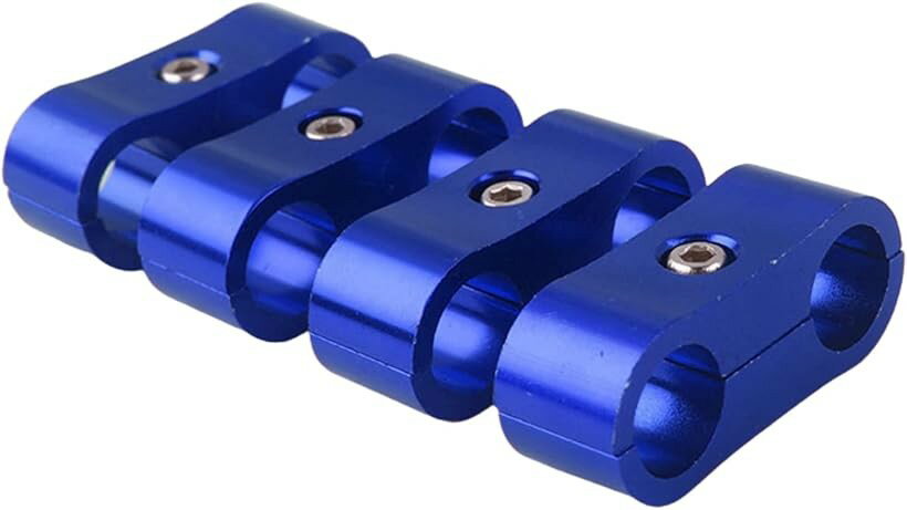 アルミ ホース クランプ 車 配線固定 取り付け金具 収納 拡張 セパレーター (blue, AN4)