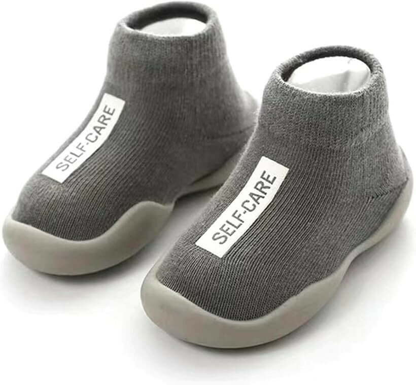 Shoes - 三児のママ保育士推奨ファーストシューズ 滑り防止 室内履き 室外兼用 ベビーシューズ ソックスシューズ 赤ちゃん 男の子 女の子 (グレー, 12.5 cm)