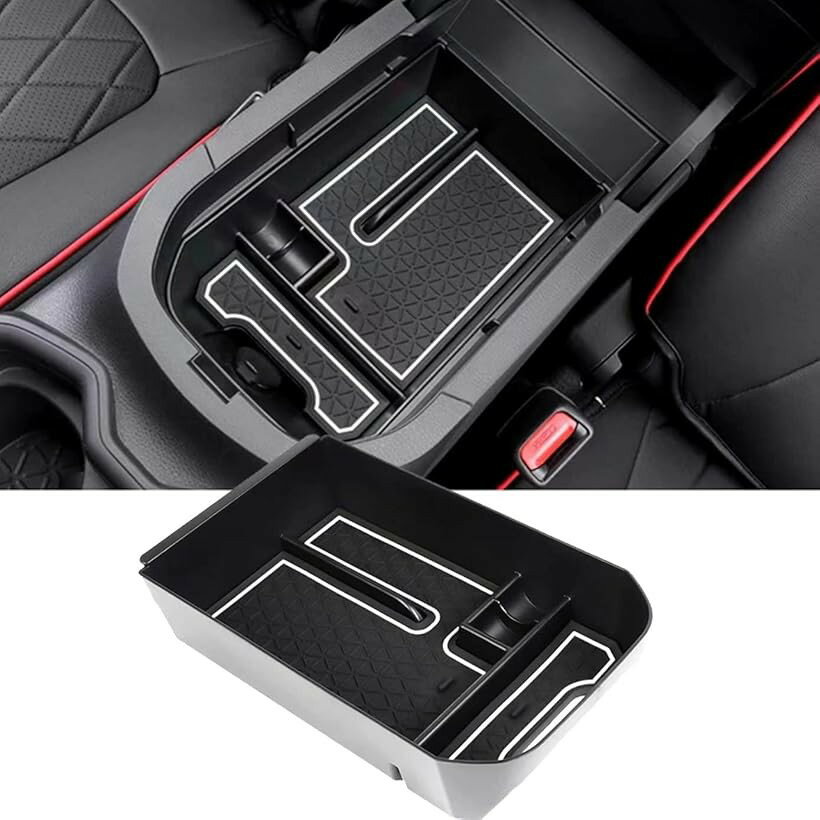 互換品新型 トヨタ RAV4 専用 センター コンソールトヨタ 50系 2020 2019 コンソールボックス センタートレイ 内装パーツ すべり止め ラバーマット付き ハンドル 小物入れ RAV4カスタムパーツ ホワイト (ホワイト)