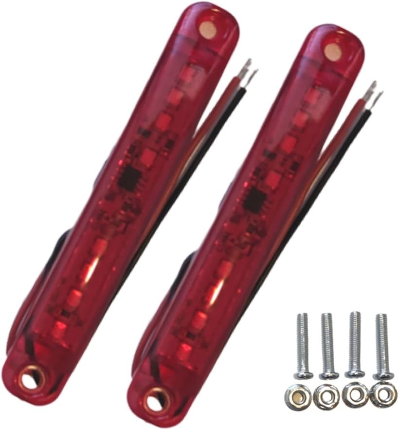 汎用 サイドマーカー ミニ ランプ LED デイ ライト ストロボ トラック 高輝度 24V 2個 セット (レッド)