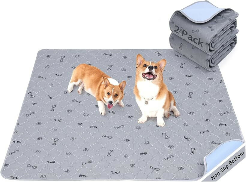 【送料無料】LOOBANI 洗えるペットシーツ 猫 犬用 おしっこパッド ペットマット ペット用 トイレ 下敷き マット 速乾 洗える 滑り止め 漏れ防止介護シーツ 洗濯機で丸洗い 繰り返し利用可能 四季通用 多頭飼いに最適 (92X104cm, 2枚セット)