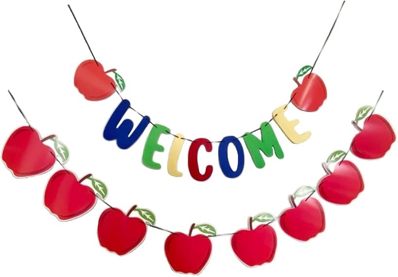 Garland - ガーランド アップル 飾り WELCOME/WELCOME BACK ホーム パーティー グッズ 歓迎 バナー りんご 誕生日 装飾 (WELCOME)