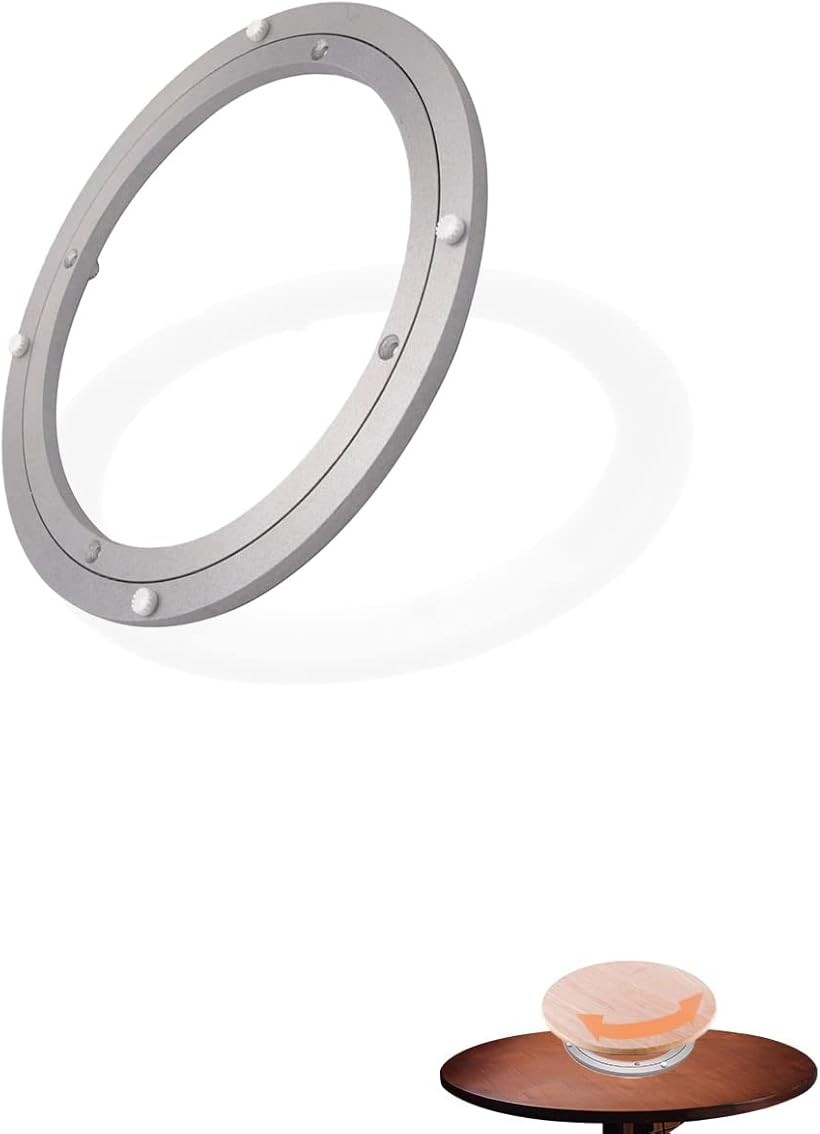 回転台 回転盤 丸型棚 アルミ製 ターンテーブル可 円卓向け 140mm (シルバー, 140mm)