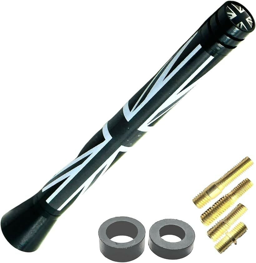 ミニクーパー アンテナ MINI BMW 汎用 ヘリカル ショート FM AⅯ ラジオ 車用 グレーユニオン 10.7cm (グレーユニオン・10.7cm)