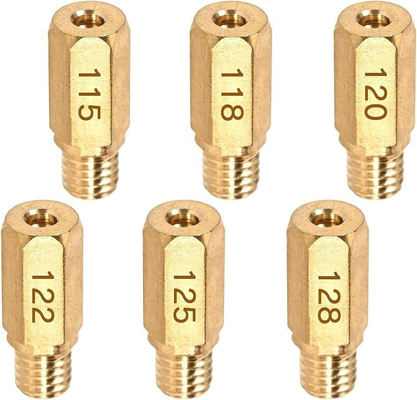 互換品メインジェット 6オーバーメインジェットセット ケイヒン ケーヒンPWK28/PE24φ用 FCR/PE/PWK 6X16.5 六角大 #115#118#120#122#125#128 (#115-#128-6PCS)