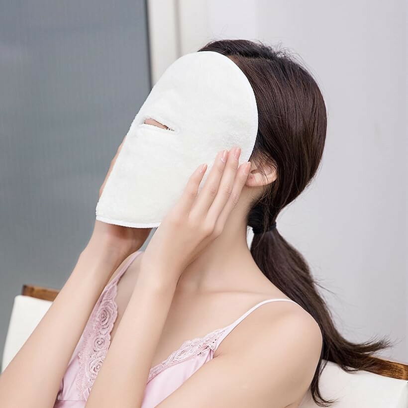 Face Towel - 蒸しタオル タオルフェイスマスク タオルマスク おうちスパ A：1穴・紐なし (A：1穴・紐なし)