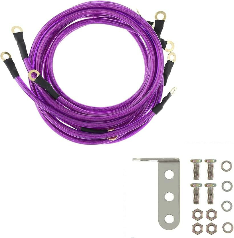バリエーションコード : 2bjtt5v3ry商品コード2bjtth2lv6商品名エンジン アーシング ワイヤー キット アジャスター付き エンジンルーム アーシングワイヤー 強力アースケーブル パープルブランドEXDUCTカラーパープル車用のアーシングワイヤーキットです。取り付けることで燃費や始動性などの向上効果が期待されます。また、オーディオ類の性能の改善も期待されます。ネジが付属しているので取付場所を決めて接続できます。また、エンジンルームを色鮮やかにドレスアップできます。※ 他ネットショップでも併売しているため、ご注文後に在庫切れとなる場合があります。予めご了承ください。※ 品薄または希少等の理由により、参考価格よりも高い価格で販売されている場合があります。ご注文の際には必ず販売価格をご確認ください。※ 沖縄県、離島または一部地域の場合、別途送料の負担をお願いする場合があります。予めご了承ください。※ お使いのモニタにより写真の色が実際の商品の色と異なる場合や、イメージに差異が生じることがあります。予めご了承ください。※ 商品の詳細（カラー・数量・サイズ 等）については、ページ内の商品説明をご確認のうえ、ご注文ください。※ モバイル版・スマホ版ページでは、お使いの端末によっては一部の情報が表示されないことがあります。すべての記載情報をご確認するには、PC版ページをご覧ください。「サイズ・セット内容」長さ：100cmx2本， 80cmx2本， 60cmx1本 取り付け用ネジ及びアジャスター付