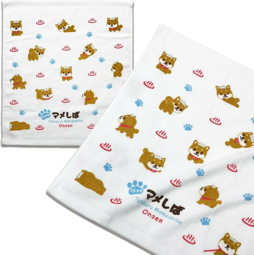 Accessories - 旅するマメしば ハンドタオル 肌にやさしい やわらか 綿100％ 日本製 かわいい 温泉バージョン
