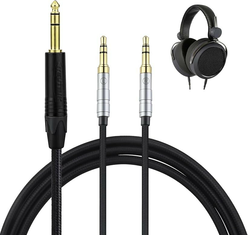 TC3.5 ヘッドホンケーブル リケーブル イヤホン・ヘッドホン用 SONY用 Hifiman用 HE4XX・HE-350・HE1000に適合 OFC 4芯 長さ2.0m 6.35mm⇔3.5mmプラグ 3極x2 (6.35mm)