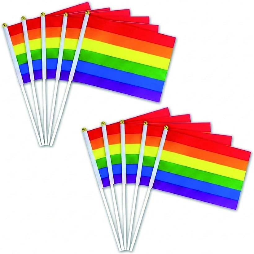 レインボーフラッグ LGBT 20本組 6色 手旗 プライド パレード 応援 (マルチカラー, 20)