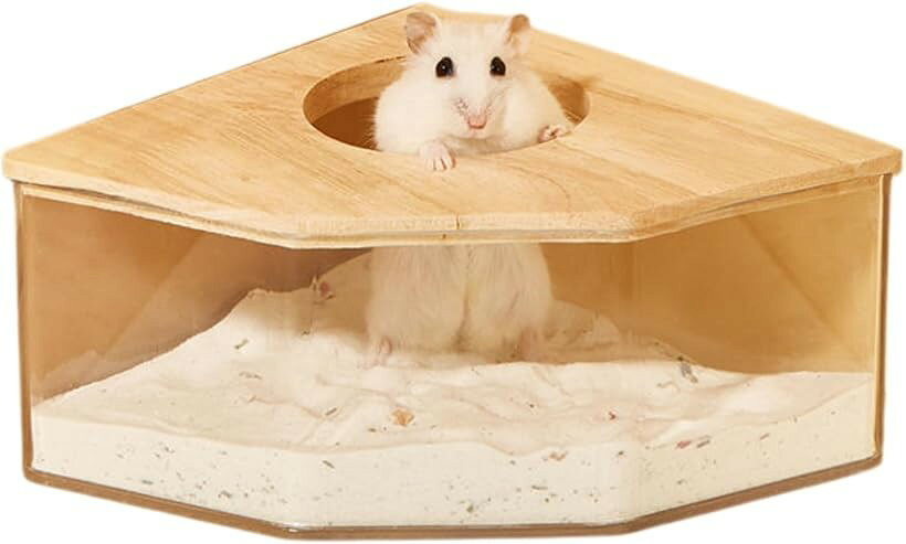 ハムスター ハウス 小動物 トイレ クリア コーナー タイプ 省スペース 蓋付き 飛び...