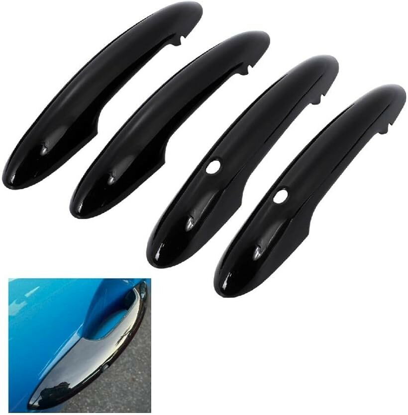 互換品BMW ミニクーパー 5ドア車 適合 ドアハンドル カバー ハンドルカバー 専用設計 コンフォートアクセス用穴有 スマートキー クラブマン ハッチバック 4個セット カスタム品 (ピアノブラック)