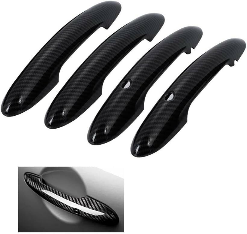 互換品BMW ミニクーパー 5ドア車 適合 ドアハンドル カバー ハンドルカバー 専用設計 コンフォートアクセス用穴有 スマートキー クラブマン ハッチバック 4個セット カスタム品 (カーボン調)