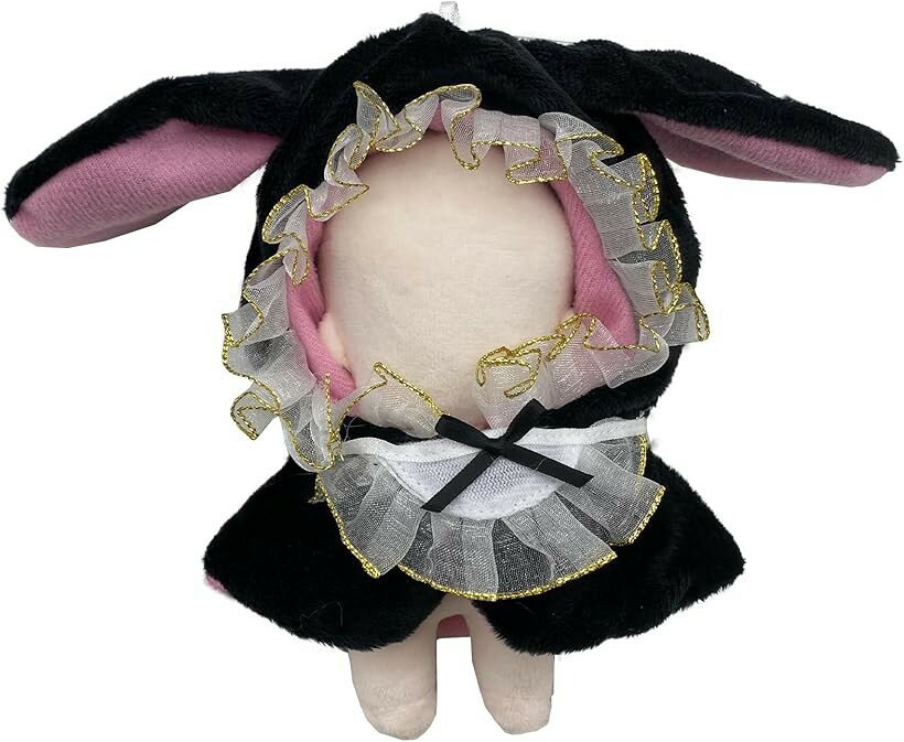 ぬい服 ぬいぐるみ 10cm 人形 (うさぎ（ブラックxピンク）)
