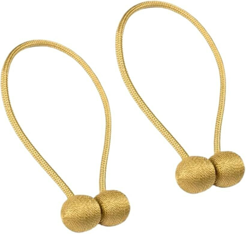 Tassels - カーテン タッセル 2個セット マグネット 磁石 ふさかけ 留め具 アクセサリー ホルダー インテリア シンプル ドレープ 雑貨 おしゃれ (ゴールド, 小)