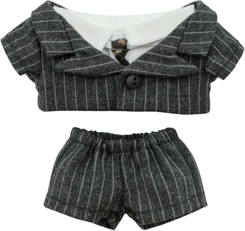 -ぬい服-10cm スーツ-シャツ-ネクタイ-ぬいぐるみ-服-人形 (チャコールグレー)