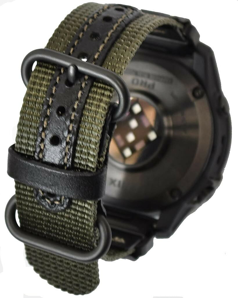 コデル atelierCODEL ガーミン garmin ベルト 交換 バンド 着け心地を追求 ナイロン レザー 日本製 (グレーオリーブ, ラグ幅22mm)