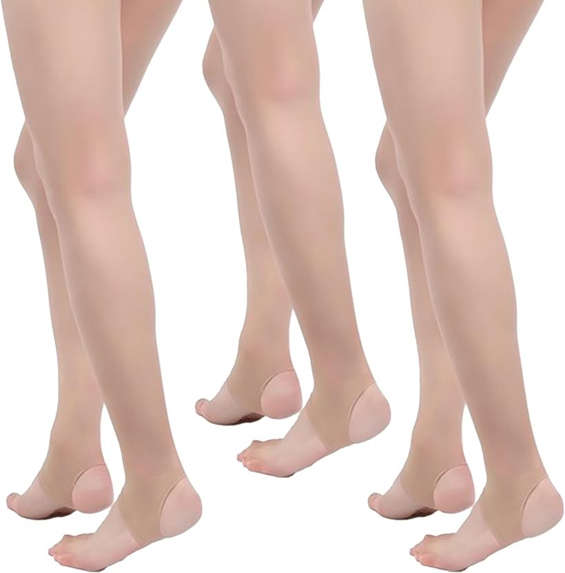 ストレッチ タイツ トレンカタイプ 体操 新体操 インナー バレエ レッスン 肌色 艶 ストッキング ストレッチ素材 子供 ジュニア フリー..