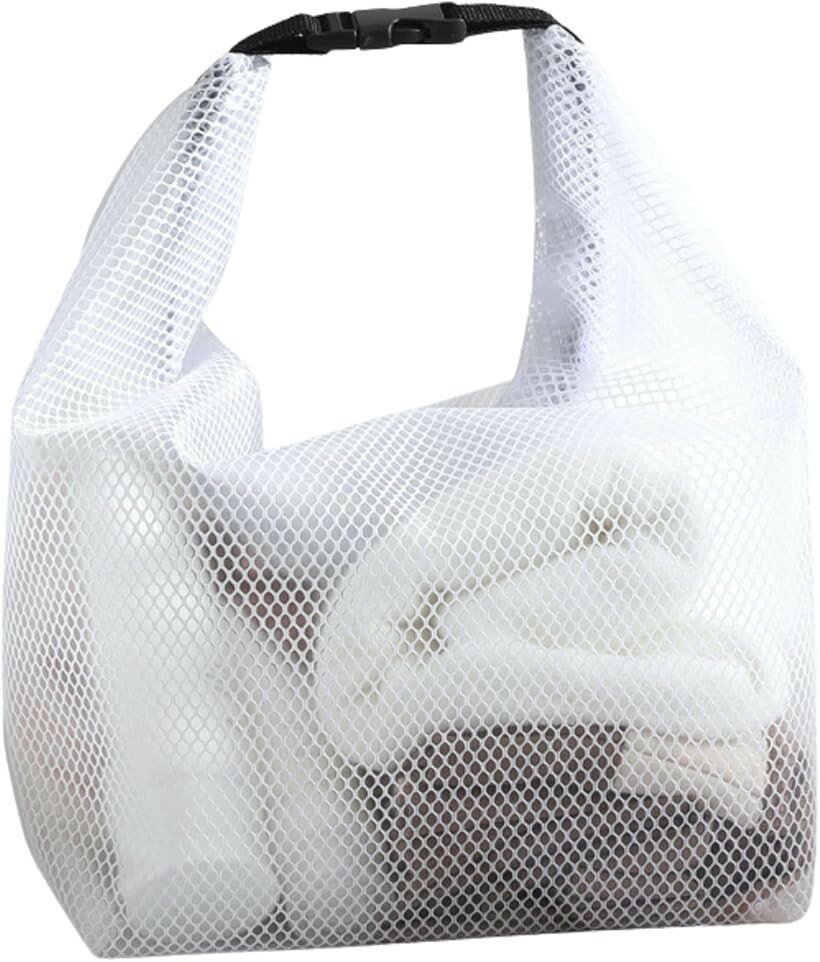 Beach Bags, Pool Bags - サウナバッグ 防水 メッシュ 手提げバッグ 軽量 大容量 スパ ジム 温浴 プール 透明 (ホワイト, 小サイズ)