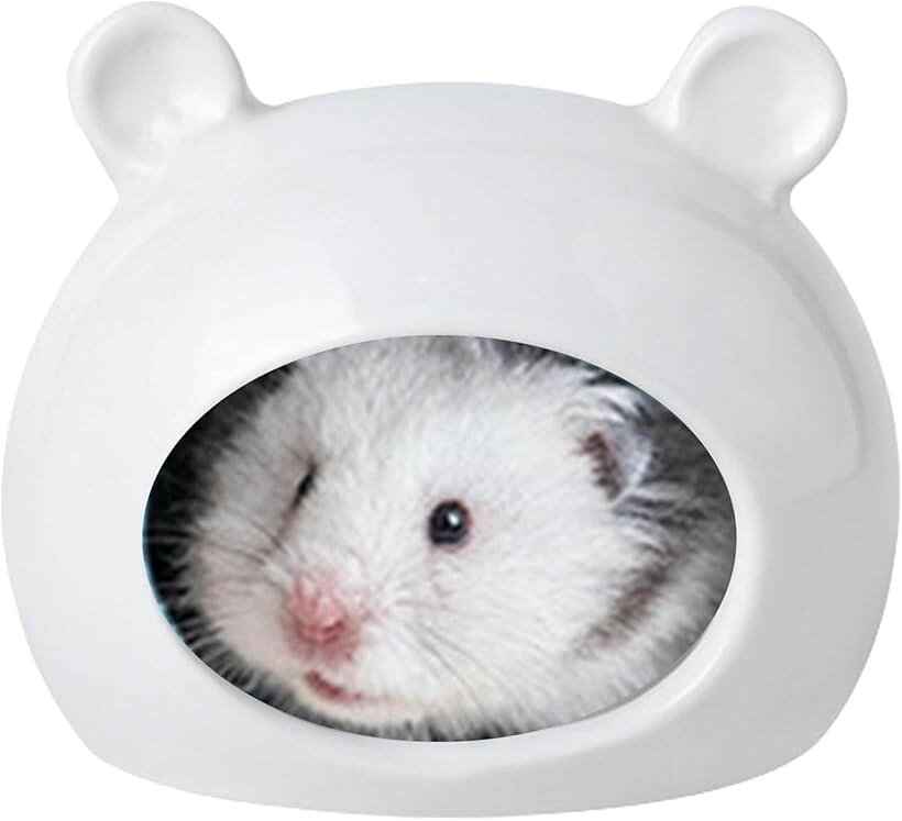 小動物用 陶器製 シェルター ハムスター 隠れ家 ひんやり ハウス 寝床 夏用 小サイズ (ホワイト, 小サイズ)