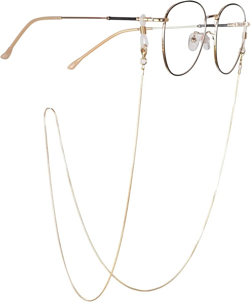 Glasses Accessories - メガネチェーン シンプル ロングチェーン マスク 男女兼用 ストラップ 眼鏡 アクセサリー おしゃれ チェーンアクセ (ゴールド)