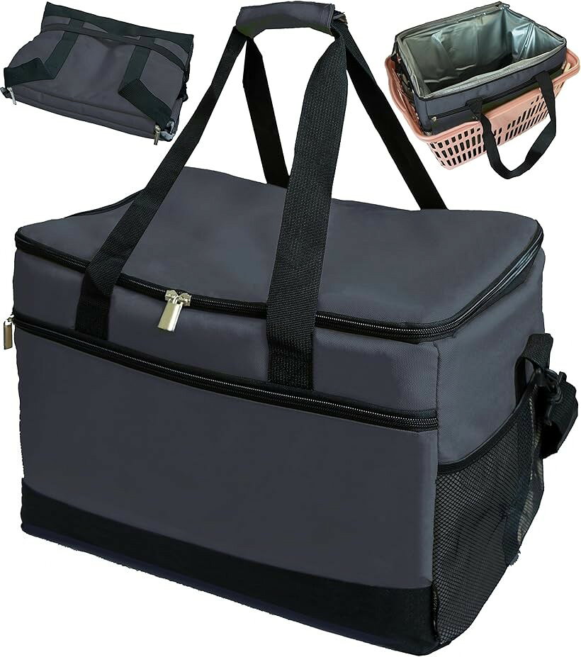 バリエーションコード : 2b9d4d36k2商品コード2b961wfgtt商品名クーラーバッグ 保冷バッグ 35L 大容量 ソフトクーラバッグ レジカゴバッグ 折りたたみ 保冷 自立ブランドRIMINAカラーダークグレー＊365日使える大容量保冷バッグ／RIMINAの35L大容量クーラーバッグは、年中使える頼もしいアイテムです。アウトドアやスポーツはもちろん、お買い物や旅行など多岐にわたるシーンで活躍します。30Lを超える容量でありながら、わずか500gという軽量設計で、持ち運びも楽々。肩ベルトが付いているため、手持ちでも肩掛けでも利用できる3WAY仕様です。特にレジカゴサイズにぴったりのデザインは、お買い物後の持ち運びに便利。ベルトでコンパクトに折りたたむことができるので、使わない時も場所を取りません。見た目もおしゃれで、ツートンカラーが魅力のこのバッグは、日常使いからアウトドアまで幅広く対応します。＊超大容量、でもコンパクトに収納／このクーラーバッグは、35Lの大容量にもかかわらず、コンパクトに収納できる優れもの。レジカゴサイズで、お肉のパックや2リットルのペットボトルもラクラク収納可能です。特にゴムベルトを使えば、使わない時には簡単に折りたたんでコンパクトに収納できる点が魅力的です。Wファスナー付きで荷物の出し入れがしやすく、また、防水設計が施されているため、冷たい飲み物や氷を入れても水漏れの心配がありません。こうした多機能性と使い勝手の良さが、日常のお買い物やレジャーを一層便利にしてくれます。＊優れた品質と機能／RIMINAのクーラーバッグは、品質と機能性の両方を兼ね備えています。内部には、PEVA、不織布、5mm発泡ウレタン、撥水オックスフォード生地の4層構造を採用し、保冷力を強化。さらに、内部にはホットプレス加工が施され、水漏れを防止する設計になっています。外部は全面撥水生地で作られており、汚れやキズに強く、耐久性に優れています。肩ベルトは取り外し可能で、肩掛け時には肩パッドが付いているため、長時間の使用でも肩に負担をかけません。こうした高品質な素材と多機能なデザインが、クーラーバッグを長く愛用できるポイントです。＊選べるカラー・製品仕様／RIMINAの35L大容量クーラーバッグは、シンプルでスタイリッシュなツートンカラーが特徴です。ベージュとダークグレーの2カラー展開で、どちらもシーンを問わず使いやすいデザインです。肩ベルトは取り外し可能で、必要に応じて手持ちでも肩掛けでも対応可能。ストラップ部分には調整可能な肩パッドが付いており、長時間の使用でも肩に負担をかけません。軽量でありながら、保冷力や耐久性に優れたこのクーラーバッグは、キャンプやピクニック、スポーツイベントなど、あらゆる場面で活躍すること間違いなし。便利な収納ベルトが付いており、使用後は簡単に折り畳んで収納できます。＊日本販売店 ／ RIMINA（商標）ブランドの製品は、大阪府枚方市で運営を行っているネットショップの株式会社RIMINAが責任を持って販売いたしております。※ 他ネットショップでも併売しているため、ご注文後に在庫切れとなる場合があります。予めご了承ください。※ 品薄または希少等の理由により、参考価格よりも高い価格で販売されている場合があります。ご注文の際には必ず販売価格をご確認ください。※ 沖縄県、離島または一部地域の場合、別途送料の負担をお願いする場合があります。予めご了承ください。※ お使いのモニタにより写真の色が実際の商品の色と異なる場合や、イメージに差異が生じることがあります。予めご了承ください。※ 商品の詳細（カラー・数量・サイズ 等）については、ページ内の商品説明をご確認のうえ、ご注文ください。※ モバイル版・スマホ版ページでは、お使いの端末によっては一部の情報が表示されないことがあります。すべての記載情報をご確認するには、PC版ページをご覧ください。