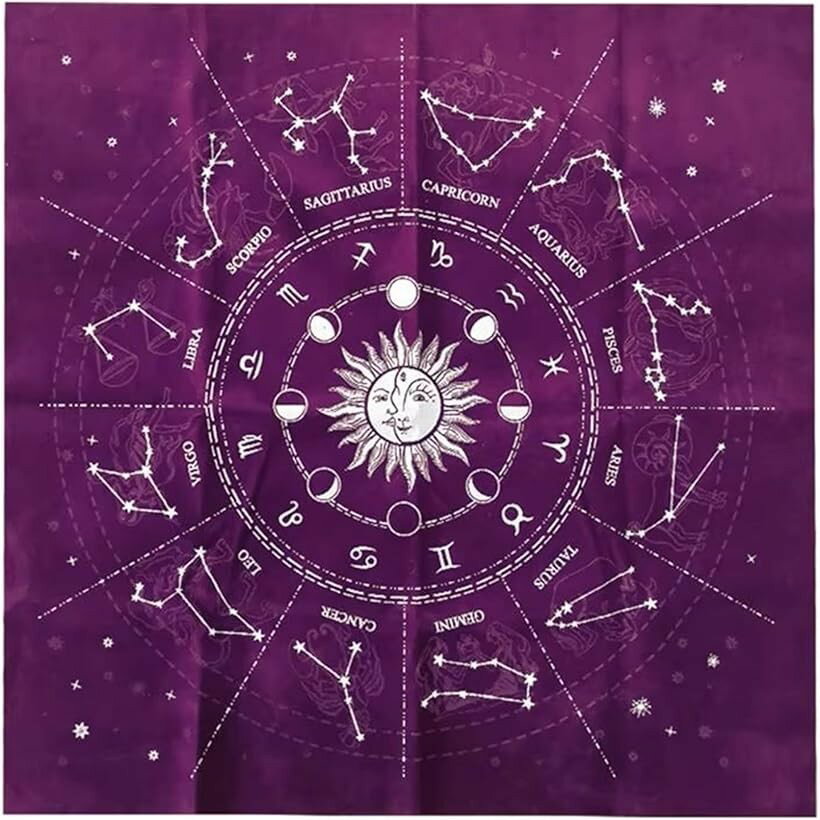 Other - タロットクロス ベルベット 星座 大判 49x49cm タロットカード 占い オラクルカード マット バイオレット (バイオレット)