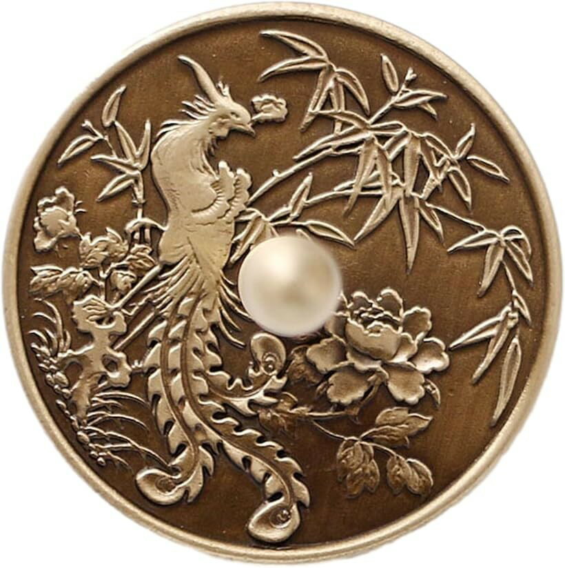 incense Burner - 香灰ツール 灰押さえ 銅製 灰ならし 灰かき 香炉灰 香木 お香 香道 鳳凰 ＆ 牡丹 (鳳凰 ＆ 牡丹, 直径5cm)