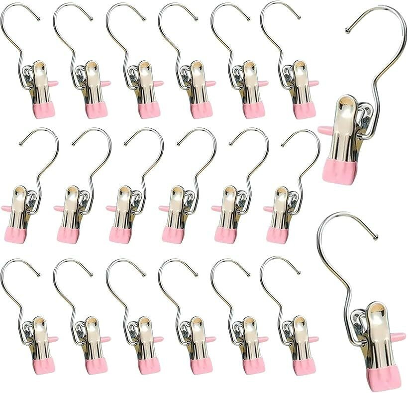 Clothespins - クリップ 洗濯バサミ ハンガー ステンレス 洗濯クリップ 洗濯ばさみ 20個セット ベビーピンク (ベビーピンク)