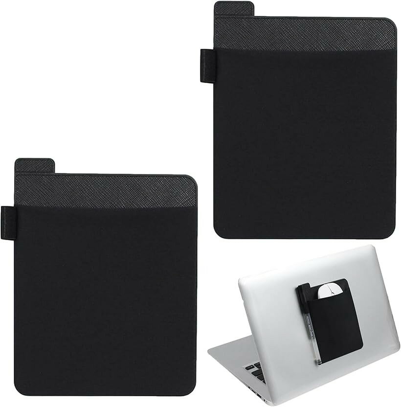 ノートパソコン ガジェット ポケット 2個セット 貼り付け スリーブ ケース ポーチ PC 背面 収納 ブラック (ブラック) mlinestore-10194014 エムラインストア パッケージ画像