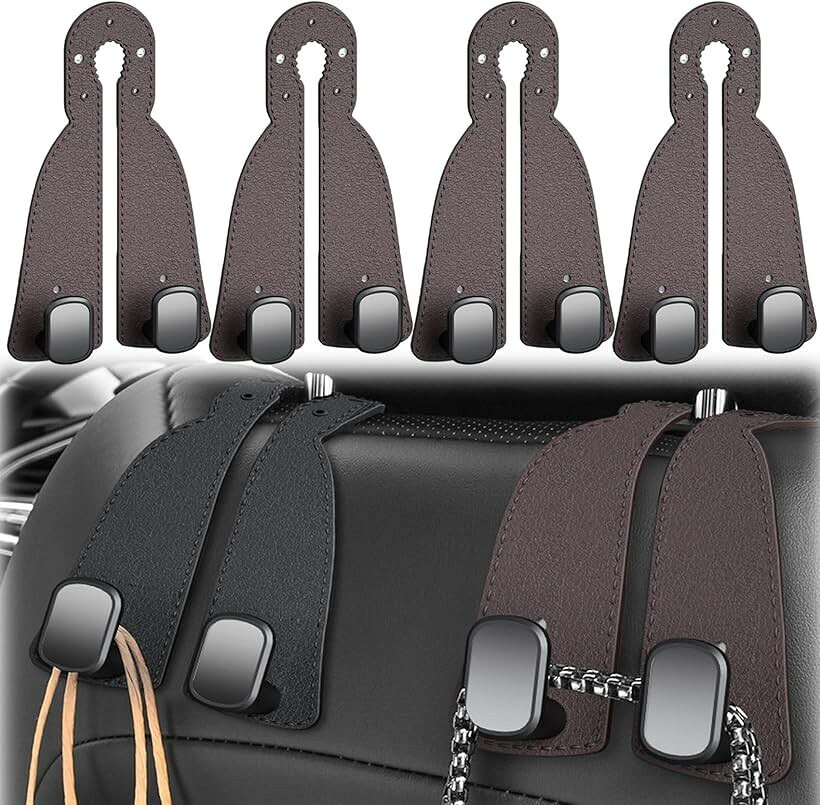 バリエーションコード : 2brcy1vi52商品コード2brcywf9d1商品名車 ヘッドレスト フック 4個セット フック8個 ラバーレザー 荷物かけ バッグかけ 車内 収納 整理 シートアクセサリー 後部座席 便利グッズブランドNOELAMOURカラーダークブラウン車のヘッドレストに装着できるヘッドレストフック4個セット：4個セットで運転席、助手席のヘッドレストポール全てが収納に早変わりします。商品1個あたり左右2個のフックが付いていますのでフックは合計8個となります。荷物掛けはもちろん、簡易的なスマホスタンドにもなるスタンド機能＋フック機能の2way多機能車載フックです。フック本体は上品なラバーレザー素材。カラーはブラック、グレー、ダークブラウンの3色からお選びいただけます。ラグジュアリーなレザー調デザイン：フック本体の素材は耐久性に優れたラバーレザーを使用しております。ラグジュアリーなPUレザー風デザインで、主張しすぎることなく様々な車内インテリアにも馴染みます。カラーはブラック、グレー、ダークブラウンの3カラー展開です。コンパクト設計ですので未使用時も圧迫感は無く邪魔になりません。座席シート前後で使える利便性：この車内フックは後部座席用のみならず、360度回転させて、座席前でもご使用いただけますのでフレキシブルに収納場所を変えることが可能です。ヘッドレストポール4本（運転席2＋助手席2）全てに取り付けられる4個セット（フック8個）でお届けいたします。ヘッドレストは高耐久構造で最大約10kgまで荷物を掛けることが可能、買い物袋やバッグもしっかり支えます。車内をスッキリ整理できる車載収納フック：工具不要で運転席、助手席のヘッドレストポールにサッと取り付けるだけで、買い物袋・バッグ・傘・ゴミ袋などを掛けられる、あると便利な車用フック。愛車の収納力が格段に向上します。直置きでの荷物の転倒を防ぎ、車内をすっきり整理できます。左右のフック部分にスマートフォンを置くことで、後部座席のスマホホルダーとして使用可能。ナビ確認、動画視聴やドライブ中のエンタメに適しています。商品詳細：ヘッドレストフック 4個セット（フック8個） ＊シートと一体型のヘッドレストには装着できません。＊チャイルドシートの正面には取り付けないでください。「カラー」 ブラック/グレー/ダークブラウン 「材質」 ラバーレザー・ABS・合金 「SIZE」下部横幅8cmx上部横幅4.5cmx縦幅16cm「重量」 約43g/個 ＊モニターの環境等により、色の見え方に若干差が生じる場合がございます。予めご了承ください。※ 他ネットショップでも併売しているため、ご注文後に在庫切れとなる場合があります。予めご了承ください。※ 品薄または希少等の理由により、参考価格よりも高い価格で販売されている場合があります。ご注文の際には必ず販売価格をご確認ください。※ 沖縄県、離島または一部地域の場合、別途送料の負担をお願いする場合があります。予めご了承ください。※ お使いのモニタにより写真の色が実際の商品の色と異なる場合や、イメージに差異が生じることがあります。予めご了承ください。※ 商品の詳細（カラー・数量・サイズ 等）については、ページ内の商品説明をご確認のうえ、ご注文ください。※ モバイル版・スマホ版ページでは、お使いの端末によっては一部の情報が表示されないことがあります。すべての記載情報をご確認するには、PC版ページをご覧ください。