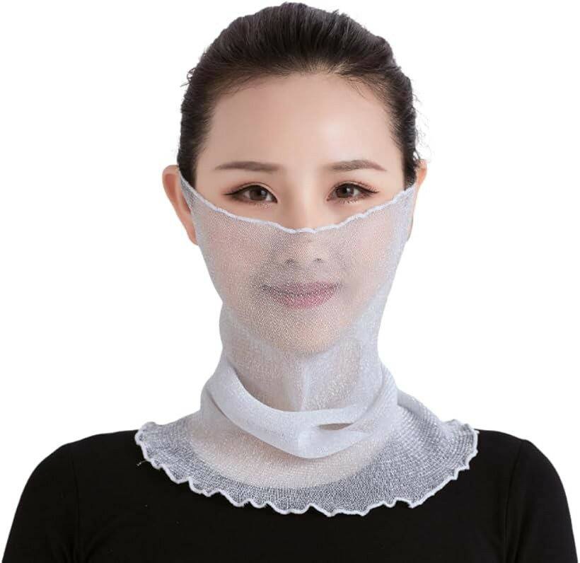 フェイスカバー レディース 夏 UVカット 耳掛け 日焼け マスク 速乾 薄い マフラー ネックウォーマー 女性用 日よけ ネックガード フェイスマスク 誕生日 贈り物 (ホワイト)