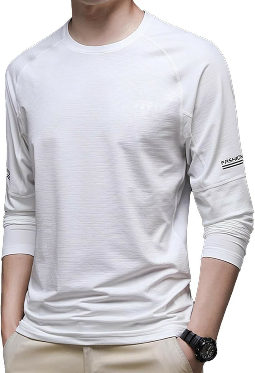 メンズ 長袖 Tシャツ スポーツシャツ アンダーシャツ 吸汗速乾 抗菌 UVカットパー...