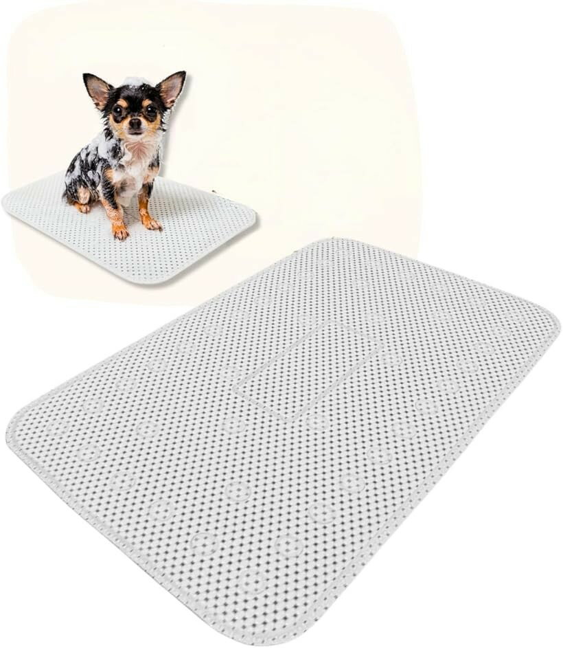 Cusion, Pillow - 犬 シャンプー マット 滑り止め 滑らない 吸盤 ずれにくい 足洗い 洗面所 洗える 防水 破れない ペット 浴室 浴槽 速乾 防カビ 低反発 (ホワイト)