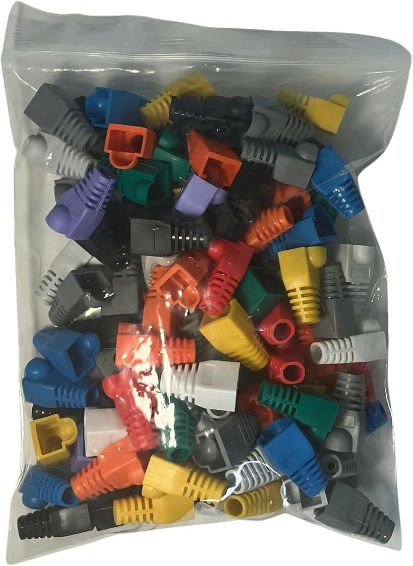 RJ45 LAN ケーブルコネクタカバー 100個セット (10色入り)