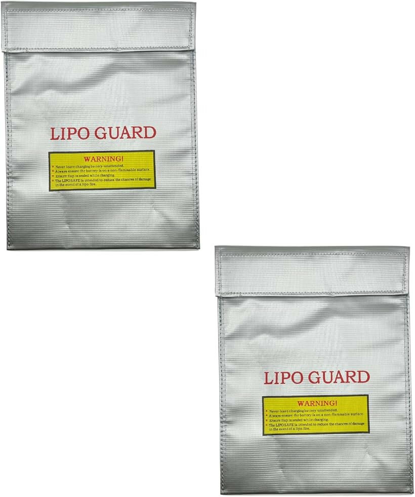 LiPo Guard リポガード リポバッテリー セーフティーバッグ 2個セット 防爆 耐火ケース 安全保管 充電・保管用 (シルバー大23cmx30cm)