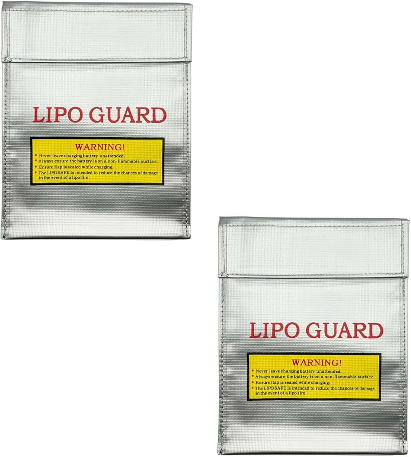 LiPo Guard リポガード リポバッテリー セーフティーバッグ 2個セット 防爆 耐火ケース 安全保管 充電・保管用 (シルバー小18cmx23cm)